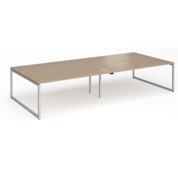 Connex Plus O Frame 3600 x 1600 x 725mm Back to Back Desk (4 x 1800mm) - Silver Frame / Kendal Oak Top - HCO36L16-S-KO