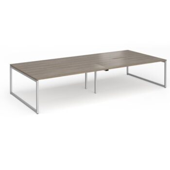 Connex Plus O Frame 3600 x 1600 x 725mm Back to Back Desk (4 x 1800mm) - Silver Frame / Nebraska Oak Top - HCO36L16-S-NO