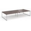 Connex Plus O Frame 3600 x 1600 x 725mm Back to Back Desk (4 x 1800mm) - Silver Frame / Walnut Top - HCO36L16-S-W