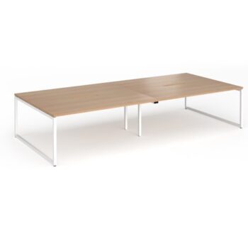 Connex Plus O Frame 3600 x 1600 x 725mm Back to Back Desk (4 x 1800mm) - White Frame / Beech Top - HCO36L16-WH-B