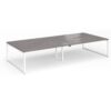 Connex Plus O Frame 3600 x 1600 x 725mm Back to Back Desk (4 x 1800mm) - White Frame / Grey Oak Top - HCO36L16-WH-GO