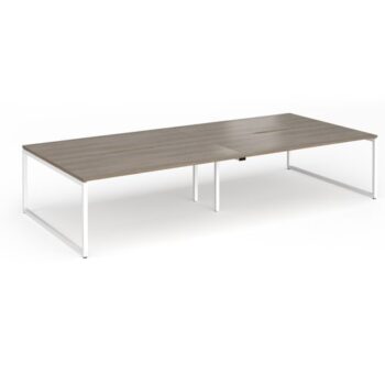 Connex Plus O Frame 3600 x 1600 x 725mm Back to Back Desk (4 x 1800mm) - White Frame / Nebraska Oak Top - HCO36L16-WH-NO