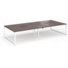 Connex Plus O Frame 3600 x 1600 x 725mm Back to Back Desk (4 x 1800mm) - White Frame / Walnut Top - HCO36L16-WH-W