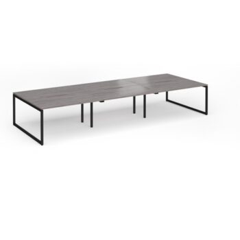 Connex Plus O Frame 4200 x 1600 x 725mm Back to Back Desk ( 6 x 1400mm ) - Black Frame / Grey Oak Top - HCO4216-K-GO