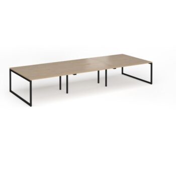 Connex Plus O Frame 4200 x 1600 x 725mm Back to Back Desk ( 6 x 1400mm ) - Black Frame / Kendal Oak Top - HCO4216-K-KO
