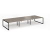 Connex Plus O Frame 4200 x 1600 x 725mm Back to Back Desk ( 6 x 1400mm ) - Black Frame / Nebraska Oak Top - HCO4216-K-NO