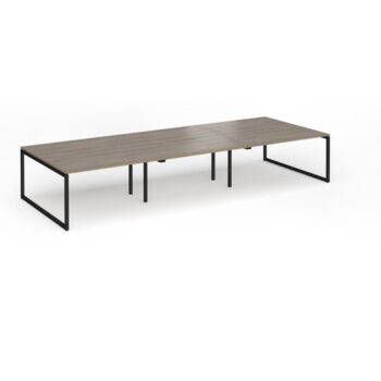 Connex Plus O Frame 4200 x 1600 x 725mm Back to Back Desk ( 6 x 1400mm ) - Black Frame / Nebraska Oak Top - HCO4216-K-NO