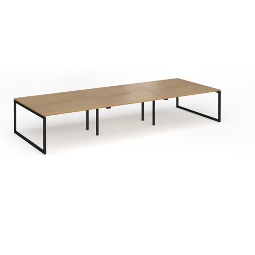 Connex Plus O Frame 4200 x 1600 x 725mm Back to Back Desk ( 6 x 1400mm ) - Black Frame / Oak Top - HCO4216-K-O