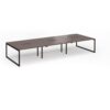 Connex Plus O Frame 4200 x 1600 x 725mm Back to Back Desk ( 6 x 1400mm ) - Black Frame / Walnut Top - HCO4216-K-W