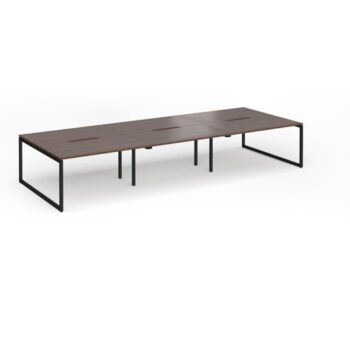 Connex Plus O Frame 4200 x 1600 x 725mm Back to Back Desk ( 6 x 1400mm ) - Black Frame / Walnut Top - HCO4216-K-W