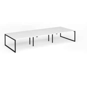Connex Plus O Frame 4200 x 1600 x 725mm Back to Back Desk ( 6 x 1400mm ) - Black Frame / White Top - HCO4216-K-WH