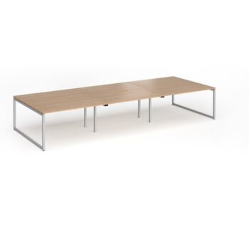 Connex Plus O Frame 4200 x 1600 x 725mm Back to Back Desk ( 6 x 1400mm ) - Silver Frame / Beech Top - HCO4216-S-B