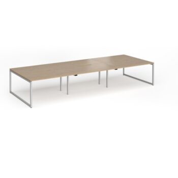 Connex Plus O Frame 4200 x 1600 x 725mm Back to Back Desk ( 6 x 1400mm ) - Silver Frame / Kendal Oak Top - HCO4216-S-KO