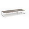 Connex Plus O Frame 4200 x 1600 x 725mm Back to Back Desk ( 6 x 1400mm ) - Silver Frame / Nebraska Oak Top - HCO4216-S-NO