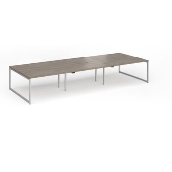 Connex Plus O Frame 4200 x 1600 x 725mm Back to Back Desk ( 6 x 1400mm ) - Silver Frame / Nebraska Oak Top - HCO4216-S-NO