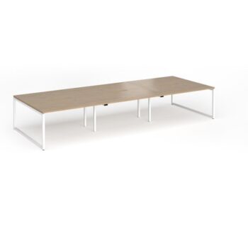 Connex Plus O Frame 4200 x 1600 x 725mm Back to Back Desk ( 6 x 1400mm ) - White Frame / Kendal Oak Top - HCO4216-WH-KO