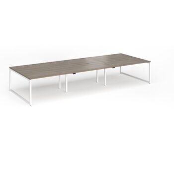 Connex Plus O Frame 4200 x 1600 x 725mm Back to Back Desk ( 6 x 1400mm ) - White Frame / Nebraska Oak Top - HCO4216-WH-NO