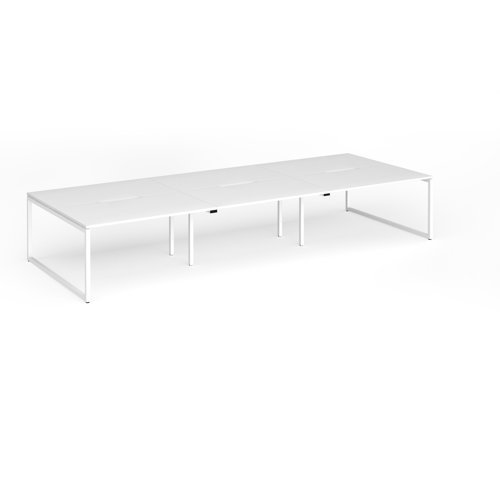 Connex Plus O Frame 4200 x 1600 x 725mm Back to Back Desk ( 6 x 1400mm ) - White Frame / White Top - HCO4216-WH-WH