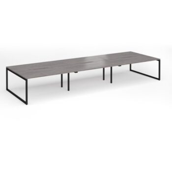 Connex Plus O Frame 4800 x 1600 x 725mm Back to Back Desk ( 6 x 1600mm ) - Black Frame / Grey Oak Top - HCO4816-K-GO