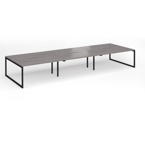 Connex Plus O Frame 4800 x 1600 x 725mm Back to Back Desk ( 6 x 1600mm ) - Black Frame / Grey Oak Top - HCO4816-K-GO