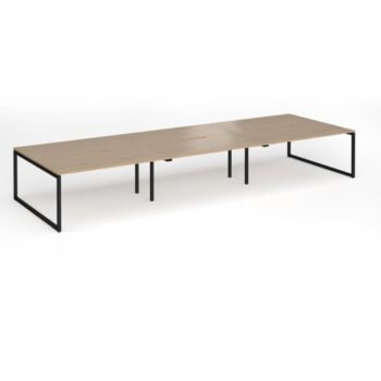 Connex Plus O Frame 4800 x 1600 x 725mm Back to Back Desk ( 6 x 1600mm ) - Black Frame / Kendal Oak Top - HCO4816-K-KO