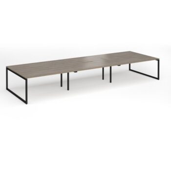 Connex Plus O Frame 4800 x 1600 x 725mm Back to Back Desk ( 6 x 1600mm ) - Black Frame / Nebraska Oak Top - HCO4816-K-NO