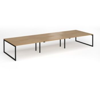 Connex Plus O Frame 4800 x 1600 x 725mm Back to Back Desk ( 6 x 1600mm ) - Black Frame / Oak Top - HCO4816-K-O