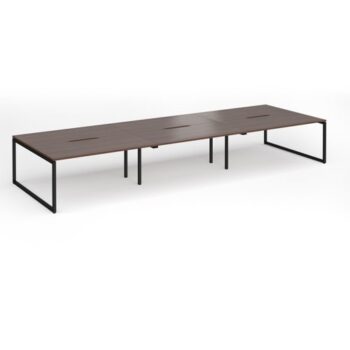 Connex Plus O Frame 4800 x 1600 x 725mm Back to Back Desk ( 6 x 1600mm ) - Black Frame / Walnut Top - HCO4816-K-W