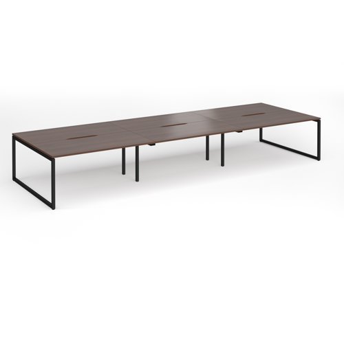 Connex Plus O Frame 4800 x 1600 x 725mm Back to Back Desk ( 6 x 1600mm ) - Black Frame / Walnut Top - HCO4816-K-W