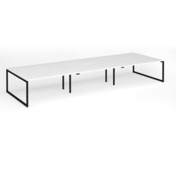 Connex Plus O Frame 4800 x 1600 x 725mm Back to Back Desk ( 6 x 1600mm ) - Black Frame / White Top - HCO4816-K-WH