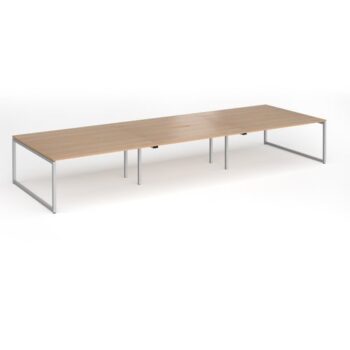 Connex Plus O Frame 4800 x 1600 x 725mm Back to Back Desk ( 6 x 1600mm ) - Silver Frame / Beech Top - HCO4816-S-B
