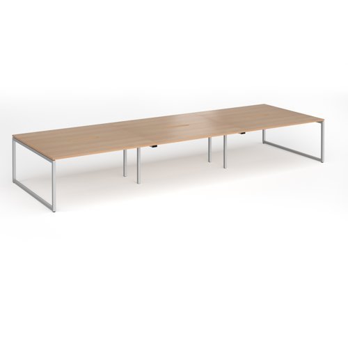 Connex Plus O Frame 4800 x 1600 x 725mm Back to Back Desk ( 6 x 1600mm ) - Silver Frame / Beech Top - HCO4816-S-B
