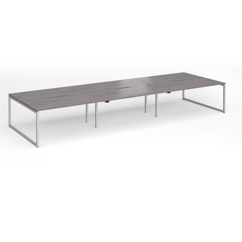 Connex Plus O Frame 4800 x 1600 x 725mm Back to Back Desk ( 6 x 1600mm ) - Silver Frame / Grey Oak Top - HCO4816-S-GO