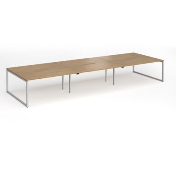 Connex Plus O Frame 4800 x 1600 x 725mm Back to Back Desk ( 6 x 1600mm ) - Silver Frame / Oak Top - HCO4816-S-O