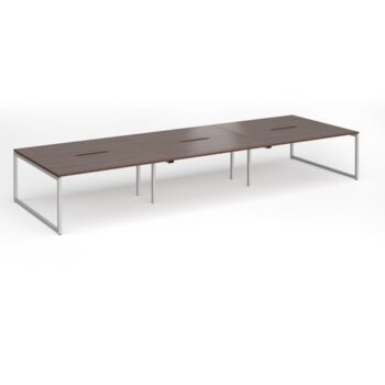 Connex Plus O Frame 4800 x 1600 x 725mm Back to Back Desk ( 6 x 1600mm ) - Silver Frame / Walnut Top - HCO4816-S-W