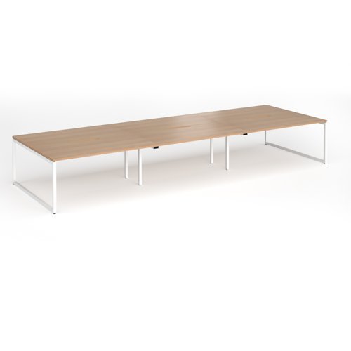 Connex Plus O Frame 4800 x 1600 x 725mm Back to Back Desk ( 6 x 1600mm ) - White Frame / Beech Top - HCO4816-WH-B