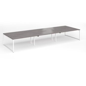 Connex Plus O Frame 4800 x 1600 x 725mm Back to Back Desk ( 6 x 1600mm ) - White Frame / Grey Oak Top - HCO4816-WH-GO