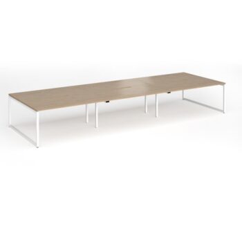 Connex Plus O Frame 4800 x 1600 x 725mm Back to Back Desk ( 6 x 1600mm ) - White Frame / Kendal Oak Top - HCO4816-WH-KO