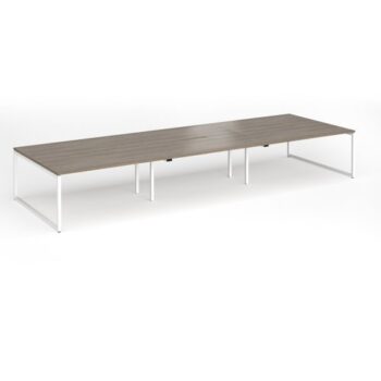Connex Plus O Frame 4800 x 1600 x 725mm Back to Back Desk ( 6 x 1600mm ) - White Frame / Nebraska Oak Top - HCO4816-WH-NO