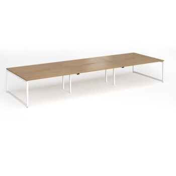 Connex Plus O Frame 4800 x 1600 x 725mm Back to Back Desk ( 6 x 1600mm ) - White Frame / Oak Top - HCO4816-WH-O
