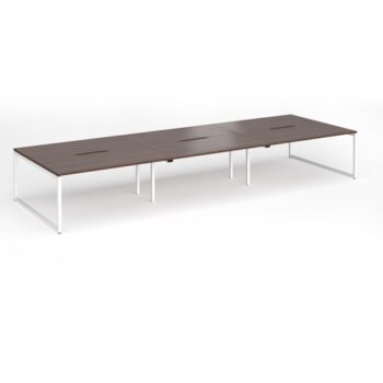 Connex Plus O Frame 4800 x 1600 x 725mm Back to Back Desk ( 6 x 1600mm ) - White Frame / Walnut Top - HCO4816-WH-W