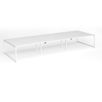 Connex Plus O Frame 4800 x 1600 x 725mm Back to Back Desk ( 6 x 1600mm ) - White Frame / White Top - HCO4816-WH-WH