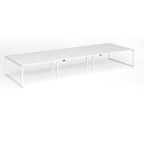 Connex Plus O Frame 4800 x 1600 x 725mm Back to Back Desk ( 6 x 1600mm ) - White Frame / White Top - HCO4816-WH-WH