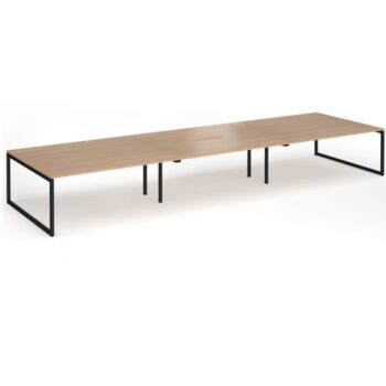 Connex Plus O Frame 5400 x1600 x 725mm Back to Back Desk ( 6 x 1800mm ) - Black Frame / Beech Top - HCO5416-K-B