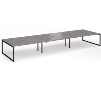 Connex Plus O Frame 5400 x1600 x 725mm Back to Back Desk ( 6 x 1800mm ) - Black Frame / Grey Oak Top - HCO5416-K-GO