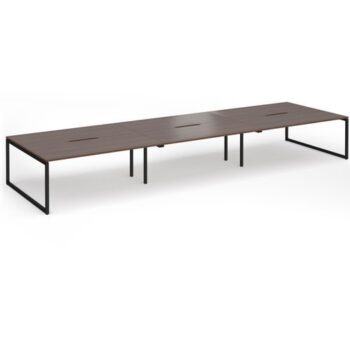 Connex Plus O Frame 5400 x1600 x 725mm Back to Back Desk ( 6 x 1800mm ) - Black Frame / Walnut Top - HCO5416-K-W