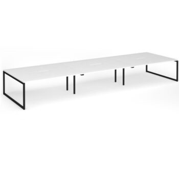 Connex Plus O Frame 5400 x1600 x 725mm Back to Back Desk ( 6 x 1800mm ) - Black Frame / White Top - HCO5416-K-WH