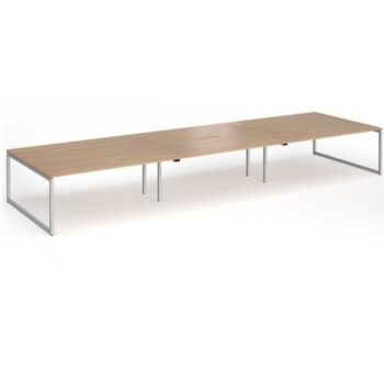 Connex Plus O Frame 5400 x1600 x 725mm Back to Back Desk ( 6 x 1800mm ) - Silver Frame / Beech Top - HCO5416-S-B