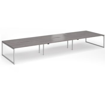 Connex Plus O Frame 5400 x1600 x 725mm Back to Back Desk ( 6 x 1800mm ) - Silver Frame / Grey Oak Top - HCO5416-S-GO
