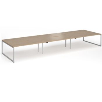 Connex Plus O Frame 5400 x1600 x 725mm Back to Back Desk ( 6 x 1800mm ) - Silver Frame / Kendal Oak Top - HCO5416-S-KO
